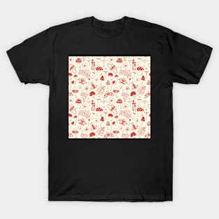 Mushroom and Moths Cottagecore Pattern T-Shirt